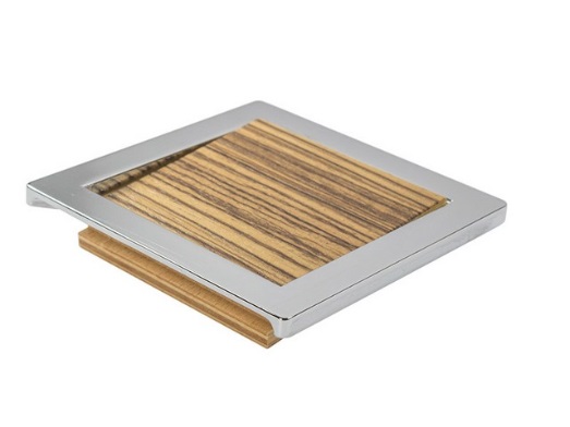 RUJZ DESIGN Bútor fogantyú - 32 501.10 Tölgyfa - furattáv 32 mm - Ezüst inox (szálcsiszolt) SNiL, Tölgyfa hrast - Zamak fém ötvözet, Fa - Fával kombinált fém bútorfogantyú